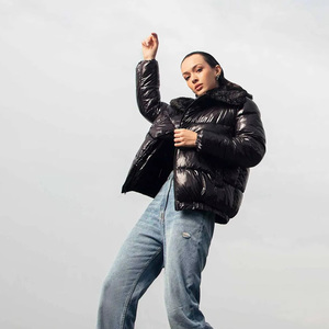 Winter Solid Women Crop Bubble Hooded Breathable Down <b>Jacket</b> Bomber Bubble Coat Women Long Sleeve Thick Zipper Bubble <b>Jackets</b> - Product Image 4