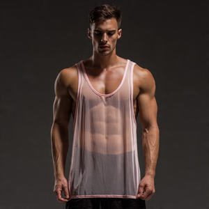 Camisetas de malla transparente largas para hombre, ligeras, de secado rápido, sin mangas, de poliéster. - Product Image 6