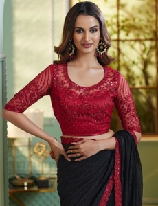 Sari de Georgette estilo Bollywood adornado - Product Image 5