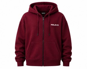 Relevo <b>Men's</b> Full Zip Hoodie 100% Cotton Fleece Solid Color Casual Streetwear Hooded Sweatshirt Regular Fit Autumn Wear - Product Image 1