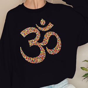 Sweat-shirts décontractés pour femmes en tricot imprimé avec un symbole Om et des cercles - Product Image 2