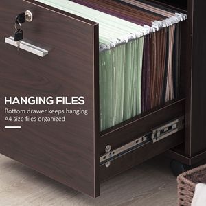 Mobiletto Portadocumenti in Noce con Ripiani Aperti e Cassetti per Documenti A4, Supporto per Stampante Domestica Assemblato - Product Image 5