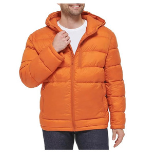 Men Winter Eco-Friendly Thick Puffer <b>Jacket</b> Hooded Long Sleeve Breathable Fabric Design Zipper Custom Logo Printing Solid - Product Image 2