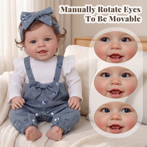 Poupées Reborn Fille Babeside 20 pouces, Cheveux Courts Bruns Implantés à la Main, Yeux Mobiles, Salopette Bleue, Corps en Tissu, Kit <span class=keywords><strong>de</strong></span> Poupée en Gros - Product Image 1