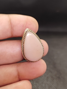 UDGEMS Natural Pink <b>Opal</b> Brass Groove <b>Pendant</b> | Handmade Gemstone <b>Pendant</b> | Vintage Style Women's IGI Certified Jewelry Model - Product Image 2