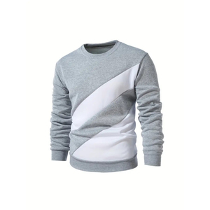 เสื้อสเวตเชิ้ตคอกลมผู้ชาย แขนยาว ทรงปกติ สีดำขาว  แบบมีฮู้ดและไม่มีฮู้ด - Product Image 1