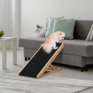 Rampa Pieghevole per Animali Domestici con Altezza Regolabile e Tappeto Antiscivolo in Legno di Pino Nero per Cani e Gatti - Product Image 2