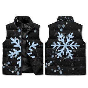 Premium Snowflake Print Puffer Vest Sleeveless Quilted Winter Zip Up Padded Gilet Puffer Vest Men Women Christmas Outerwear <b>Coat</b> - Product Image 1