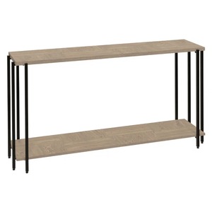 Console moderne industrielle convertible avec miroir, plateau en métal, pieds en fer, rangement à 2 niveaux, pour entrée ou hôtel - Product Image 1