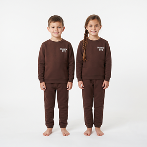 Conjunto Deportivo de Algodón para Niños 2026, Sudadera de Cuello Redondo, Pantalones Deportivos, Logotipo Personalizado, Cómodo - Product Image 1