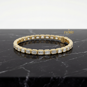 Bracelet Chaîne et Maillons Élégant en Argent Sterling Plaqué Or avec Diamants, Bijou de Mariage Scintillant de Luxe pour Femme, Cadeau de Fête - Product Image 3