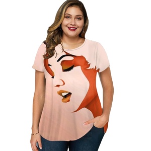 Camiseta estampada de algodón con cuello redondo para mujer, camiseta informal de licra, botón de encaje, personalizable, Manga corta sólida, moda para mujer - Product Image 3