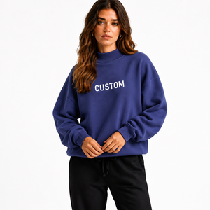 Sweat-shirt à col montant pour femme, en mélange de coton lavé, style vintage, fabricant de marques privées - Product Image 1