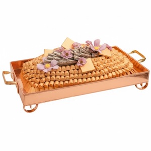 Élégants chocolats aux saveurs d'orange sur un plateau de service décoratif argenté avec des accents floraux, parfaits pour les mariages, les événements et les cadeaux. - Product Image 2
