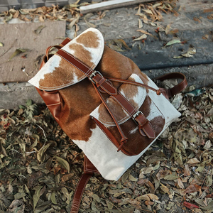 Premium Cowhide Leather Hair On Backpack Laptop Travel Rucksack Vintage School Bag Durable Handmade OEM LHBP-0071 - Product Image 4