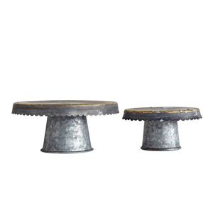 Wholesale Galvanized Metal Fluted Cake Stand Rustic Farmhouse Pedestal Cupcake Dessert Display Plate for Wedding Party Home - Product Image 6