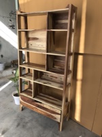 Bibliothèque en bois massif, étagère rustique en bois grainé, meuble de rangement sur pied pour salon, école, bureau
