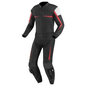Unisex Full Sleeve Leather Motorcycle Racing <b>Suit</b> Black <b>Red</b> White Color Blocked Windproof Waterproof Breathable Plus Size All - Product Image 2
