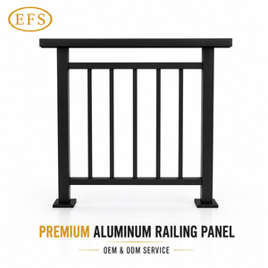 Rampe de balcon moderne en aluminium et fer EFS, finition noir mat, résistante à l'eau, montage sur terrasse, design contemporain, pour escalier et villa, garantie 1 an - Product Image 1