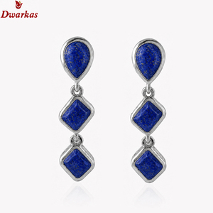 Elegant women's trendy geometric <b>drop</b> <b>earrings</b> 925 sterling <b>silver</b> lapis lazuli gemstone high quality gemstone <b>drop</b> <b>earrings</b> - Product Image 2