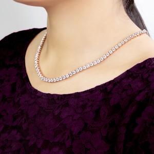 Collier en Zircon Or Rose et Argent pour Femme, Ensemble de Bijoux de Mariage de Luxe, Sertissage à Griffes Coupe Poire, Plaqué Rhodium, Cadeau Classique - Product Image 1