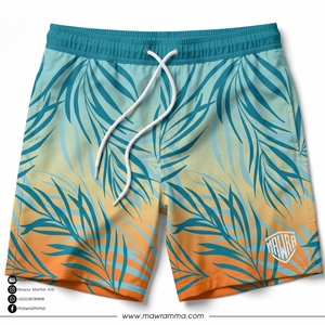 Mawra Short de bain décontracté à imprimé tropical pour homme, séchage rapide, avec cordon de serrage, taille mi-haute, pour la plage, unisexe - Product Image 4