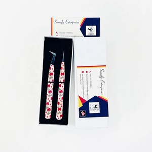 <b>Cherry</b> Custom Design Durable Straight Volume Stainless Steel Diamond Grip Smooth Tip 10mm Eyelash Extension Tweezers Eyelash - Product Image 5