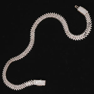 Magnífica Cadena Cubana Hip Hop con Diamantes Blancos de Corte Brillante Redondo, Cultivados en Laboratorio, Claridad VVS, en Oro Blanco de 14 Quilates - Product Image 4