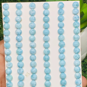 Lot en gros de cabochons de larimar naturels calibrés de forme ronde, collection minimaliste, pour fournisseur de bijoux fins et délicats - Product Image 4