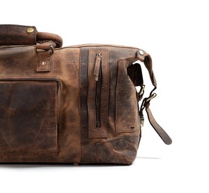 Handmade Custom Luxury 100% Genuine <b>Leather</b> Durable Zipper Casual Foldable <b>Duffle</b> <b>Bag</b> Unisex Wholesale Weekend Sports Gym Carry - Product Image 3