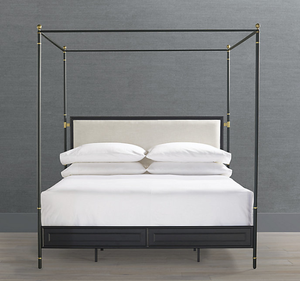 Auberge du Soleil - Estructura de Cama con Dosel, Madera de Caoba Sólida, Muebles de Dormitorio, Estructura Metálica, Cabecera Tapizada, 4 Cajones, Estilo Minimalista - Product Image 2