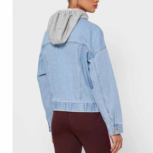 Veste en jean bleu clair pour femme Econex Sports, respirante, à un seul bouton, manches courtes, couleur unie, pour l'automne - Product Image 1