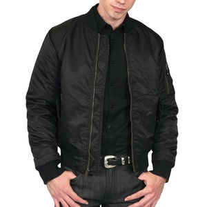 Wholesale High Quality Solid Color Casual <b>Thin</b> Men Winter Plus Size Reversible Bomber <b>Jacket</b> with Front Logo OEM Custom - Product Image 5