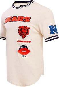 T-shirt crème des Chicago Bears avec broderie rouge et logo mascotte, broderie machine, matière coton - Product Image 2