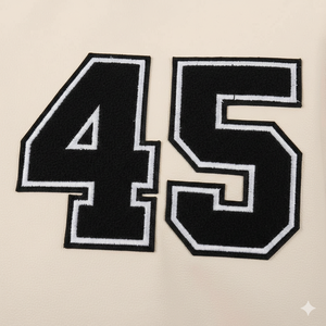 Chaqueta universitaria de alta calidad al por mayor para hombre, con mangas de piel de oveja, parches con logo personalizado, chaquetas de béisbol para unisex. - Product Image 6