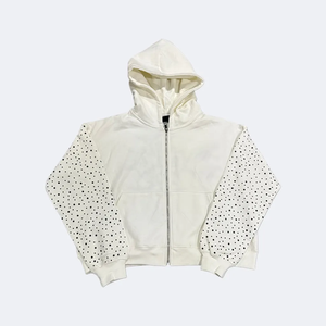 Sweat-shirt d'hiver à fermeture éclair avec logo personnalisé, étiquette privée, strass en diamant, pour homme, 100% coton, molleton, coupe ample - Product Image 1