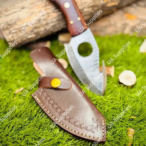 Cuchillo Skinner EDC de Acero de Damasco con Mango de Palisandro, Hoja de 8 Pulgadas con Punta Caída, Orificio para el Dedo, Uso Multiusos en Exteriores, DIY, OEM, Bajo MOQ - Product Image 5