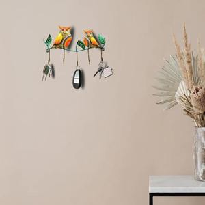 ที่แขวนกุญแจรูปนกฮูก 2 ตัวประดับตกแต่งบนกิ่งไม้ ทำด้วยมือ – ที่แขวนผนังเหล็กคุณภาพสูงสำหรับตกแต่งบ้าน - Product Image 2