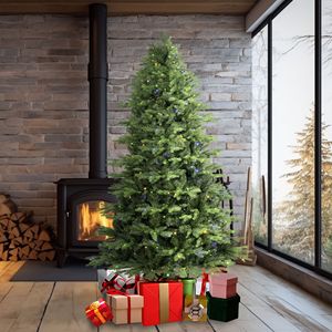 Everett Balsam Green <b>Artificial</b> Christmas <b>Tree</b> with 550 Multi-Colour LED Lights and 2286 Branch Tips Prelit PE PVC Metal Stand - Product Image 1