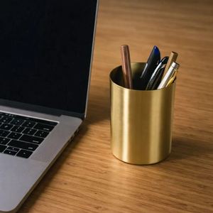 Desk <b>Storage</b> Organizer New Arrival Brass Pen Holder for Home Decoration Gold Iron Pen Holder <b>Tabletop</b> Pen Holder - Product Image 1