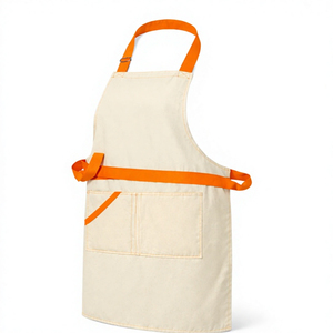 Tablier unisexe en coton avec nœud orange et poches pour restaurant et bar, en tissu tricoté, bretelles réglables, manches courtes - Product Image 3