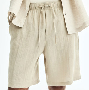 Shorts Bermuda en Lin pour Homme, Couleur Unie, Taille à Cordon, Tenue Décontractée, Tissu Respirant, Taille Mi-Haute, Poches - Product Image 6