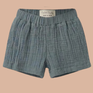 <b>Cot</b> & Candy Organic Muslin Jhabla <b>Set</b> Oversized Knitted Shirt with Shorts for Summer for 0-6 Months Baby Aqua Color - Product Image 4