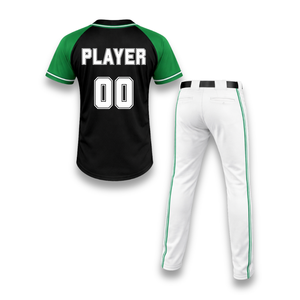 Customize Baseball Jersey Men's Black Green Short Sleeve V-Neck <b>Moisture</b> Wicking 100% Polyester Sublimation Four-Way Stretch - Product Image 2