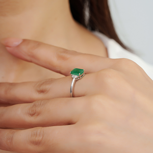 New Trilogy Design Octagon Shape Natural <b>Emerald</b> Gemstone Pure Solid 925 Sterling <b>Silver</b> <b>Ring</b> May Birthstone Fine Jewelry - Product Image 4