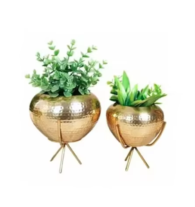 Macetas Decorativas para Plantas de Jardín, Interiores y Exteriores, Macetas Metálicas con Acabado Antiguo, Soporte para Macetas de Tamaño Mediano - Product Image 1