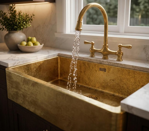 Handmade Luxury Solid metal Brass <b>Kitchen</b> <b>Sink</b> Deep Single Bowl Modern Undermount Wash Basin for Premium Home <b>Kitchens</b> - Product Image 4