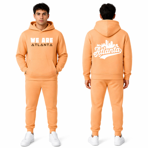 Atlanta Hoodie Tracksuit Men Peach Fleece Sweatshirt Jogger Set USA City Print Casual Streetwear Sportswear Outfit - Product Image 1