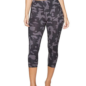 Women's <b>High</b> <b>Waist</b> Capri <b>Leggings</b> <b>Black</b> Camouflage Print Knitted Spandex Polyester Sporty All Seasons Stretch Breathable - Product Image 4