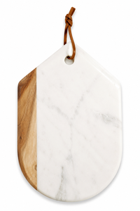 Planche à découper personnalisée en bois d'acacia et marbre avec poignée, gravure laser, personnalisable, bloc de découpe en bois et marbre - Product Image 3